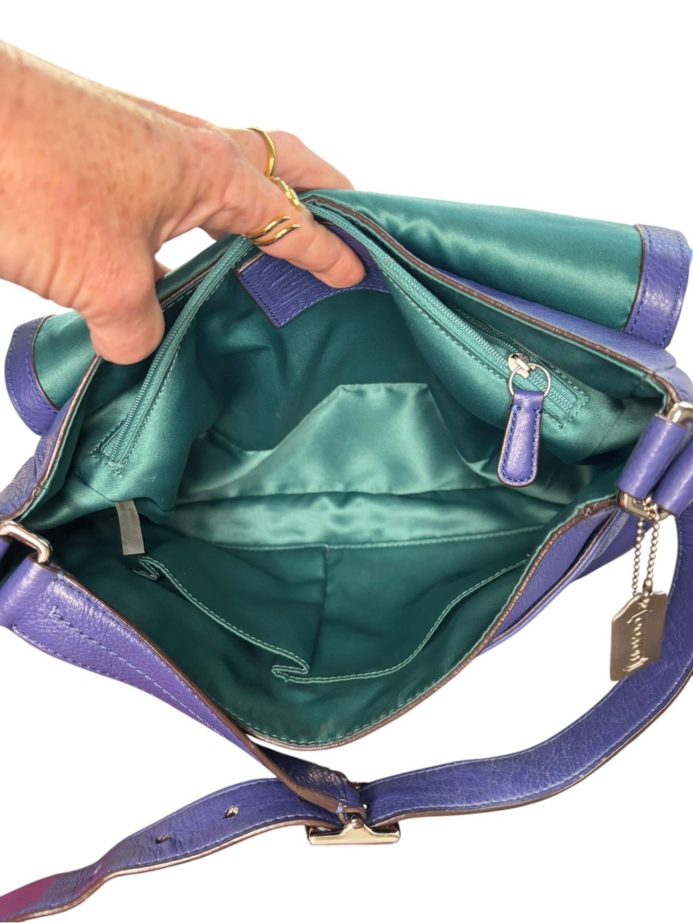 Coach Royal Blue Leather Turnlock Shoulder Bag - Picture 7 of 10